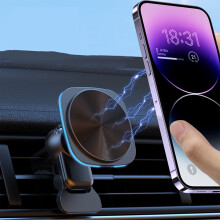 Cargador inalámbrico para coche con luz ambiental RGB de 15 W