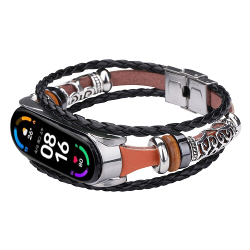 Viflosae Mi 6 replacement leather-beaded bracelet strap