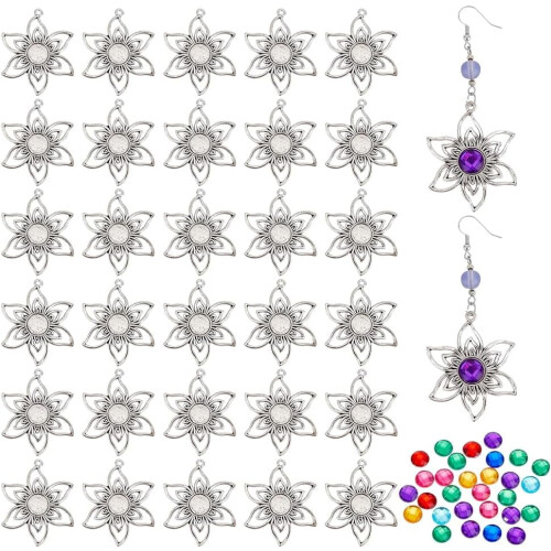 Blumenanhänger-Set mit 30 Cabochons