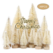 Mini Pine Trees Decoration Frosted Sisal 49 pcs