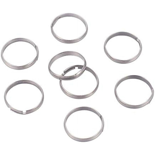 Verstellbare Ringfassung aus Edelstahl, silberfarben, Größe 7