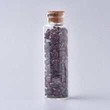 Wunschflaschenanhänger aus Glas mit Granatperlen, 22 x 71 mm, 2 Stück