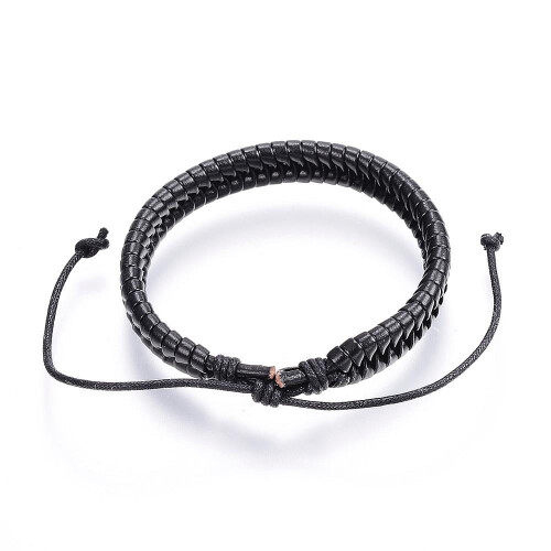 Bráisléad Corda Braidithe Inchoigeartaithe Leathar PU Dubh 51mm