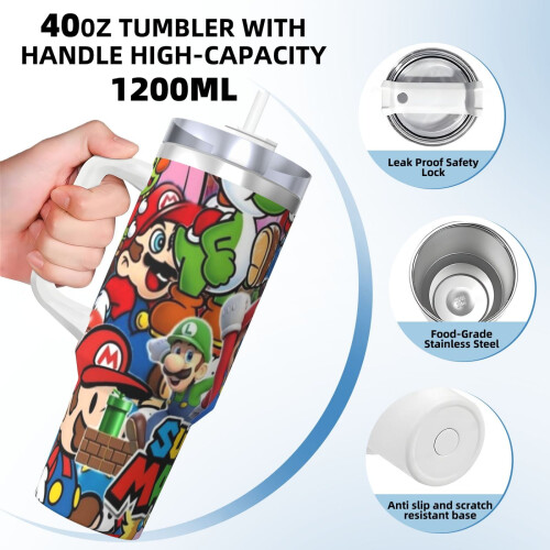 Ποτήρι Mario από ανοξείδωτο ατσάλι 40oz με καπάκι και καλαμάκι 1