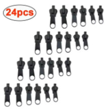 (Black-24pcs) Universal Instant Fix Zipper Repair Kit Replacement Zip Slider Teeth Rescue Sewing Clothes Bag Zippers Tool Accessories