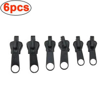 (Black-6pcs) Universal Instant Fix Zipper Repair Kit Replacement Zip Slider Teeth Rescue Sewing Clothes Bag Zippers Tool Accessories