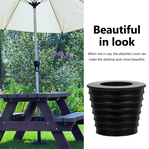 Ensemble de terrasse avec housse de parasol en caoutchouc noir 2