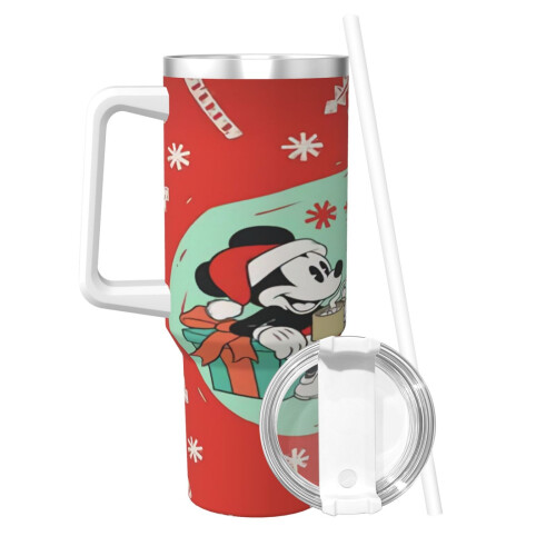 Vaso de acero inoxidable de Mickey Mouse de 40 oz con asa y 1