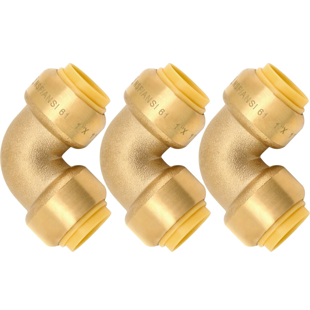 Brass Push-To-Connect 90-Degree Elbow Fitting 1 In 3Pc 969218131527