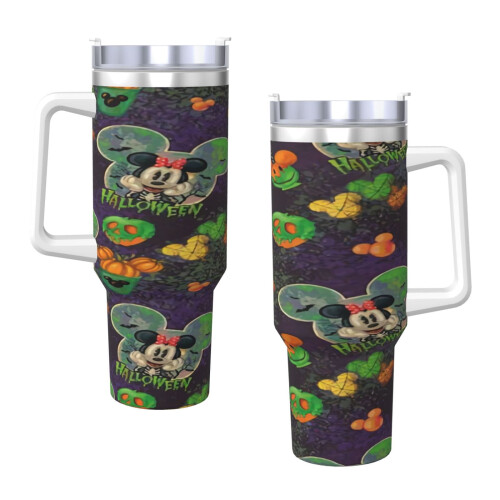 Vaso de acero inoxidable de Mickey Mouse de 40 oz con asa y 2