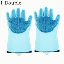 Silicone Kitchen Gloves with Scrubber 1 Pair
