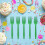 Serviettes de table pour desserts d'anniversaire avec motif de fourchette 6