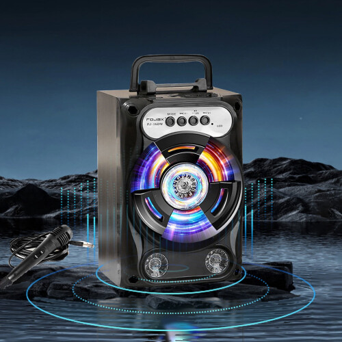 Portable Bluetooth Speaker with Mic and Dual Subwoofer