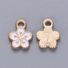 Kukkakorut, seos, emali, vaalea kulta, 10 kpl, 12x9x2mm