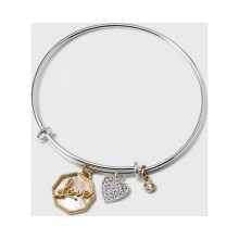 Silver Plated Love Bangle Bracelet with Mother of Pearl and