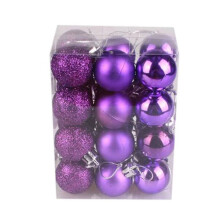 Purple Christmas Baubles Ornaments 24 pcs