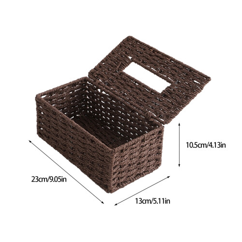 Funda rectangular para caja de pañuelos de ratán tejida a mano. 2