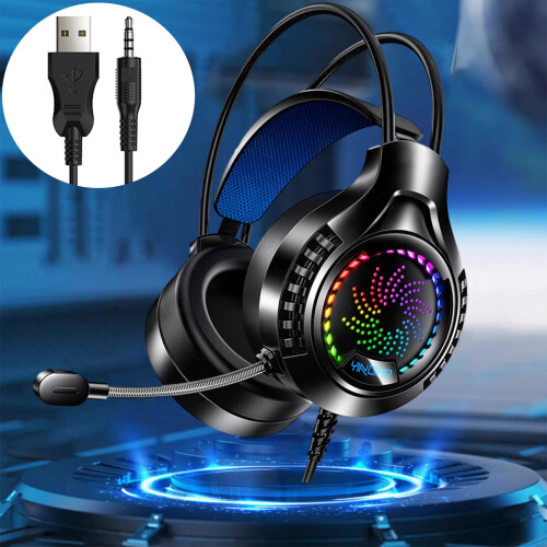 Zeceouar Kablet Gaming Headset med Oplyste Øretelefoner 2