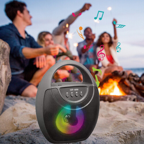 Enceinte Bluetooth sans fil avec éclairage LED coloré et 1
