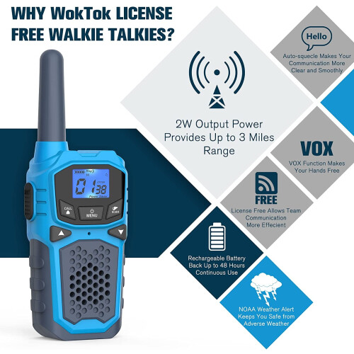 Oppladbare walkie-talkier for voksne, 22 kanaler 1
