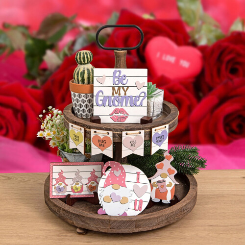Plateau à étages décoratif style rustique pour la Saint-Valentin 1