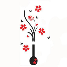 Pegatinas de pared Yakbaofuo DIY Jarrón Flor Árbol Pegatinas de pared acrílicas 3D Calcomanía Decoración del hogar