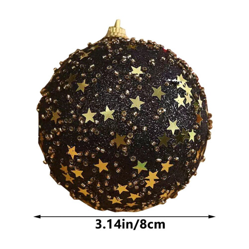 Black Plastic Christmas Ball Ornaments Set 12 pcs 1