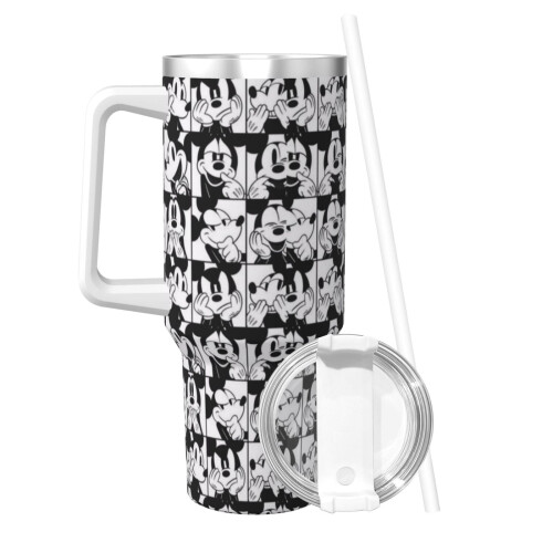Vaso de acero inoxidable de Mickey Mouse de 40 oz con asa y 1