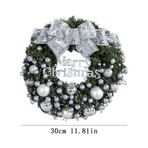 Christmas wreath with silver bow for front door 2