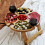 Portable Wooden Folding Wine Table with Cheese and Fruit 3