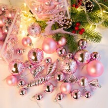 Christmas Balls Set Snowman Elk Decorations 30 PCS Pink