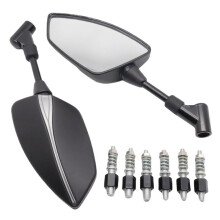 Motorcycle Universal 10mm 8mm Rearview Mirror Axe Rear View Mirror Side Mirror with 6 Screw Silver