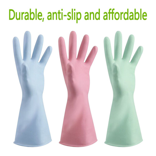 Reusable dishwashing gloves thick rubber non-slip 1 pair 2