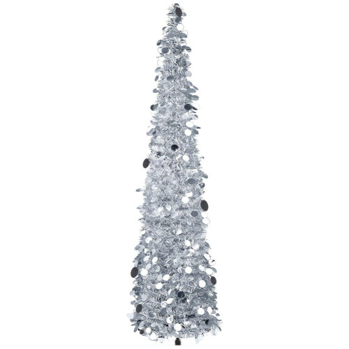 5ft Silver Collapsible Artificial Christmas Tree with Stand