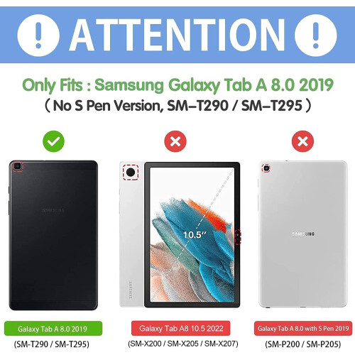 Slanke drievoudige foliohoes voor Galaxy Tab A8.0 (2019, 1