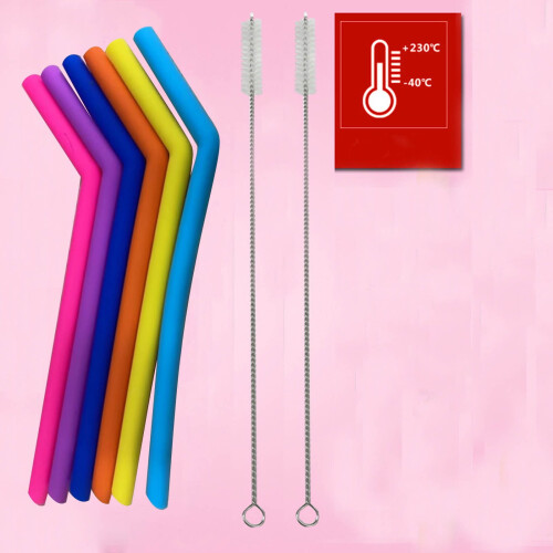 Huixinou reusable bendable straws with brushes 6 pcs 2