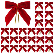 24PCS Christmas Bows Christmas Hanging Decorations Red Bowknot Christmas Tree Ornaments