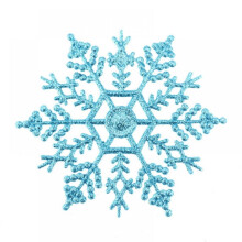 Light Blue Glitter Snowflake Ornaments 6PCS 3.9 inch