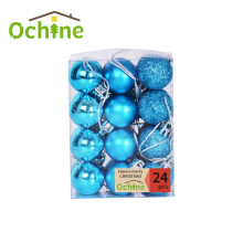 Lake Blue Shatterproof Plastic Christmas Balls 24 pcs 1.18