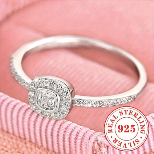 925 Sterling Silver Promise Ring with Zircon 1 Pc 1