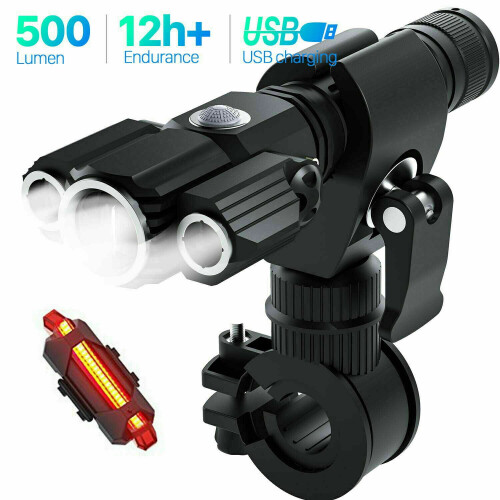 USB Rechargeable LED Bicycle Headlight Front Lamp Set 1