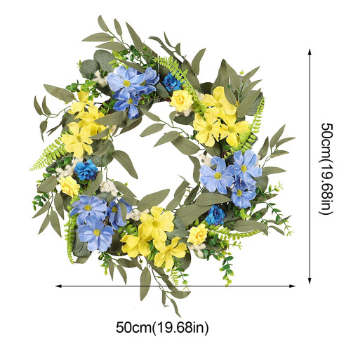 Guirlanda amarela e azul para porta de entrada estilo fazenda, 60 cm (24 polegadas) 2