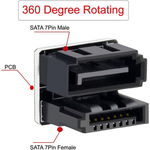 Adaptador SATA de 7 pines hembra a macho en ángulo recto 1