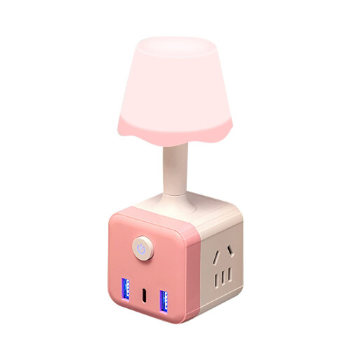 LED Bedside Lamp with Remote Control and USB Adapter Pink 1