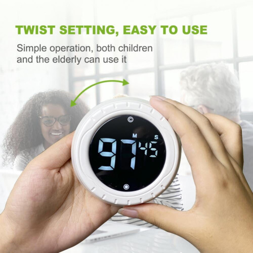 Digital Kitchen Timer with Large LED Display and Magnetic