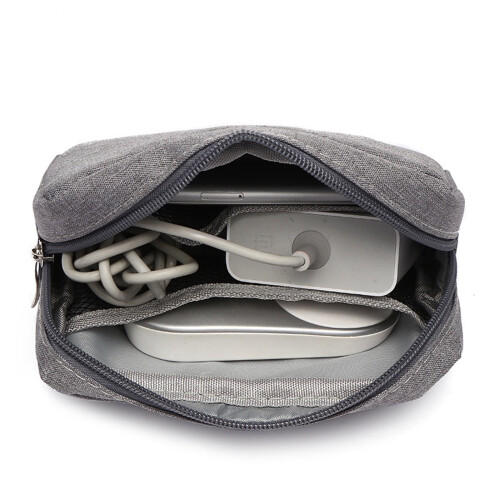 Mála Eagraithe Cábla Taistil Canbhás Uiscedhíonach Zipper Pouch 2