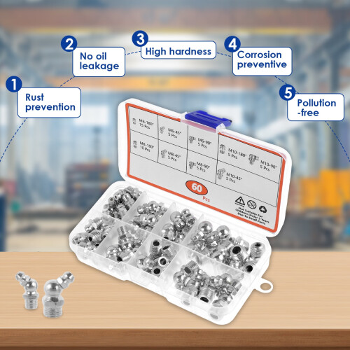Kit de graisseurs métriques Grusce, 120 pièces, 9 types 1