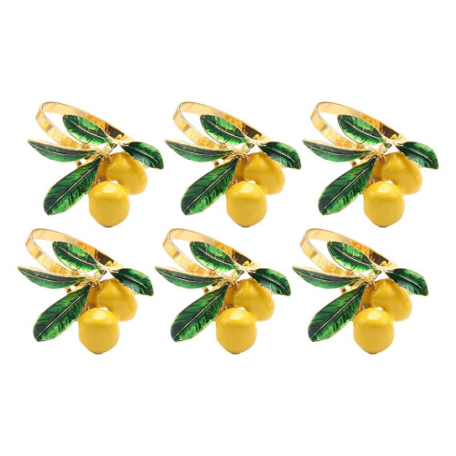 Rond de serviette citron jaune décoratif (6 pièces) 1