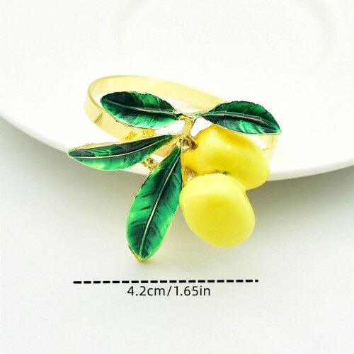 Rond de serviette citron jaune décoratif (6 pièces) 2
