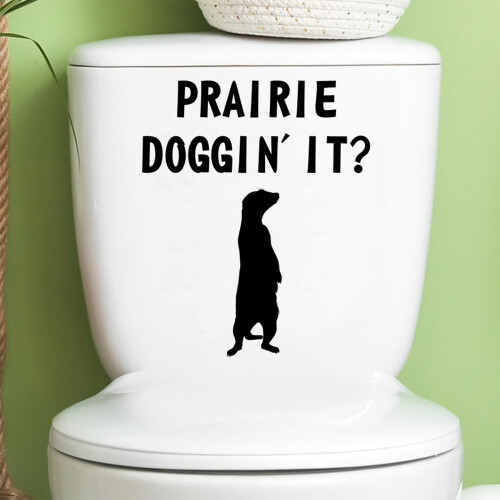 Black groundhog toilet wall sticker 1